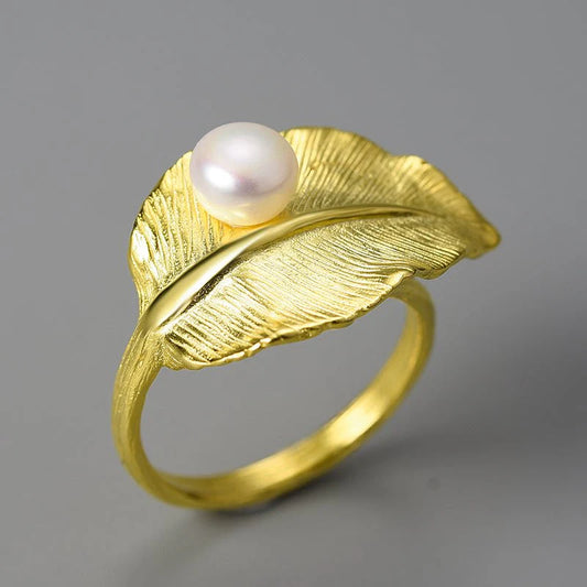 PRINCESENSE PEARLY LEAF RING