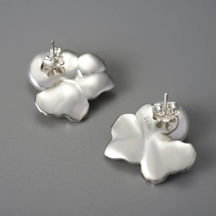 PRINCESENSE PEARL LEAVES STUD EARRINGS