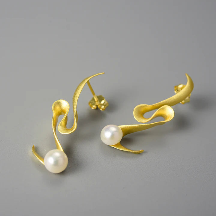 PRINCESENSE SPIRAL PEARL EARRINGS