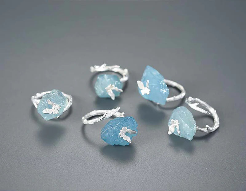 PRINCESENSE AQUAMARINE BUTTERFLY RING