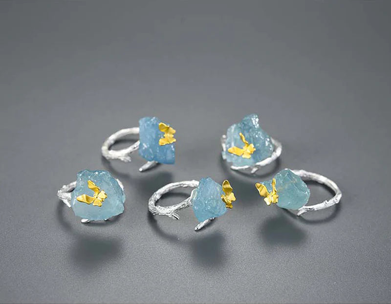 PRINCESENSE AQUAMARINE BUTTERFLY RING