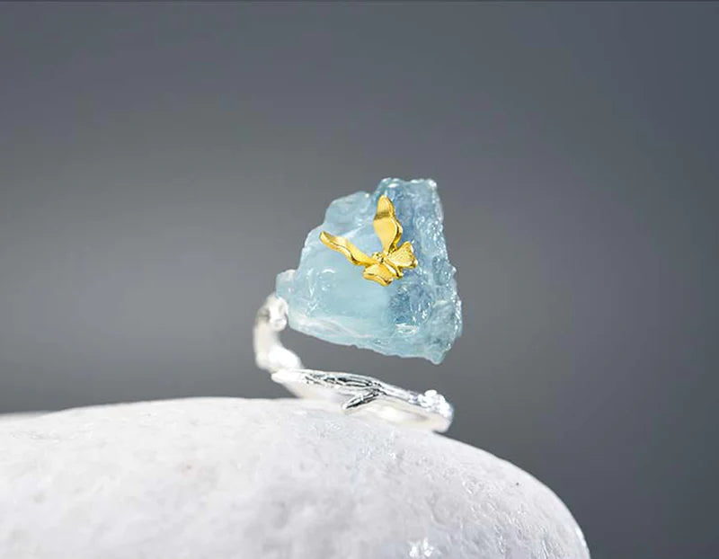 PRINCESENSE AQUAMARINE BUTTERFLY RING