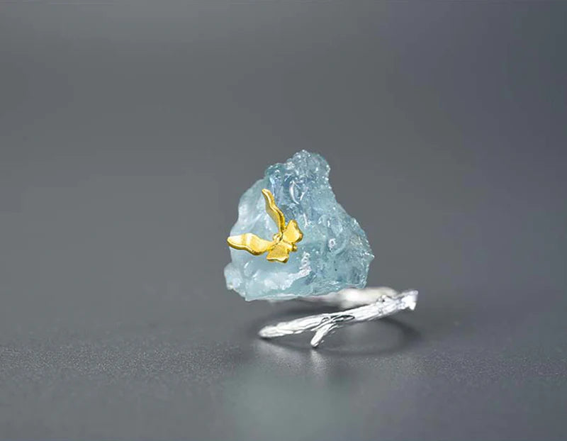 PRINCESENSE AQUAMARINE BUTTERFLY RING