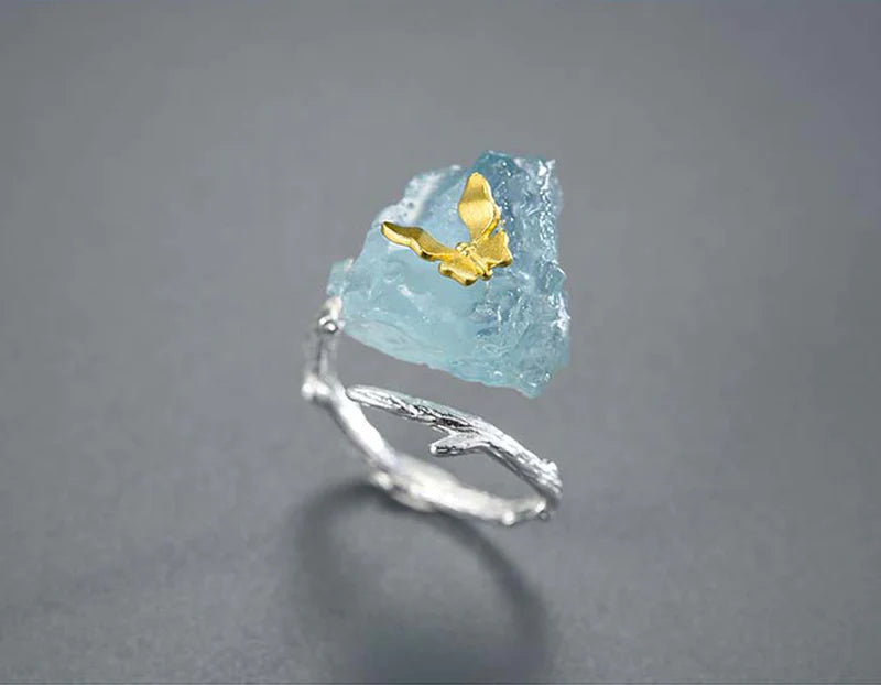 PRINCESENSE AQUAMARINE BUTTERFLY RING