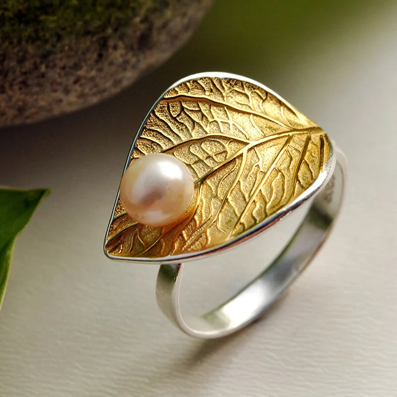 PRINCESENSE PEARL LEAF RING