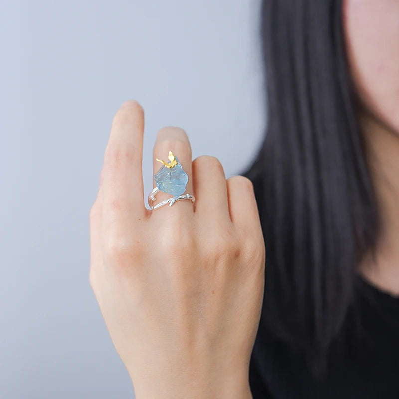 PRINCESENSE AQUAMARINE BUTTERFLY RING