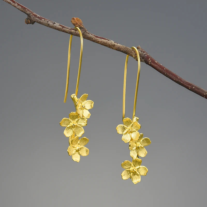 PRINCESENSE Forget-me-not FLOWER LONG DANGLE EARRINGS