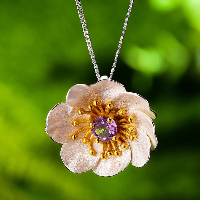 PRINCESENSE BLOOMING ANEMONE FLOWER PENDANT