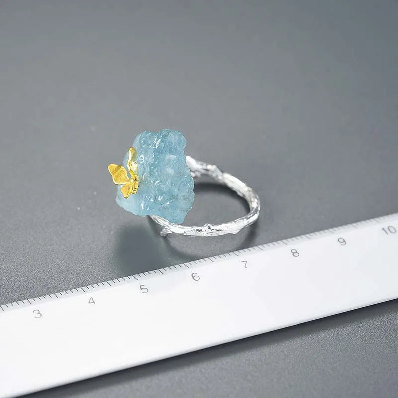 PRINCESENSE AQUAMARINE BUTTERFLY RING