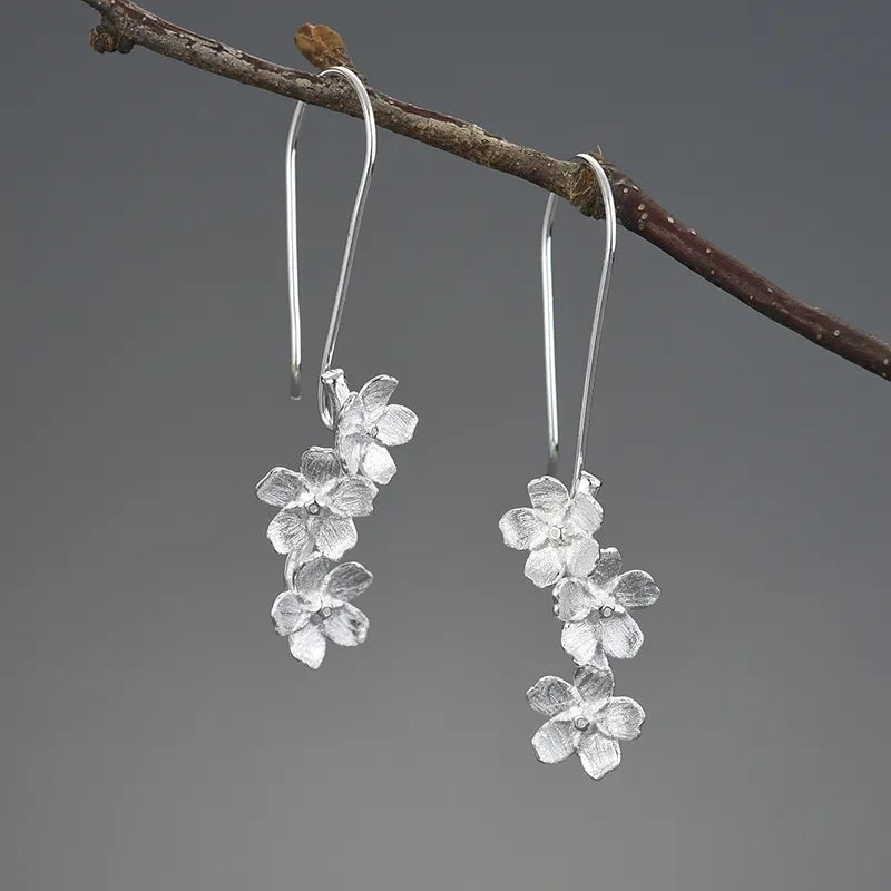 PRINCESENSE Forget-me-not FLOWER LONG DANGLE EARRINGS