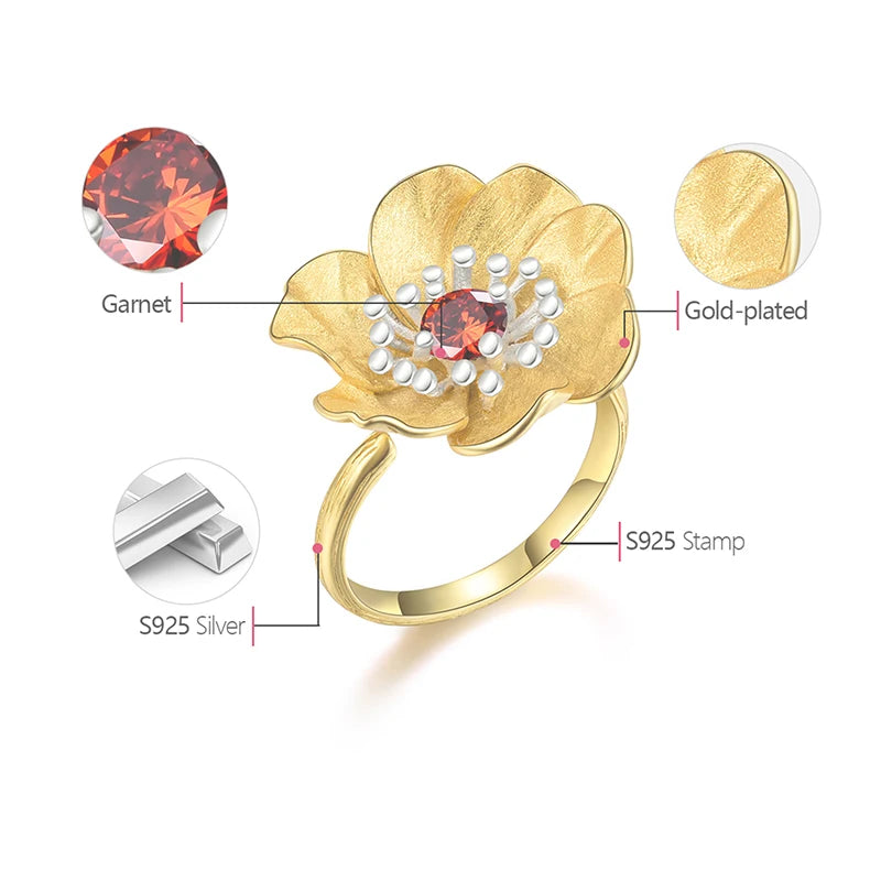 PRINCESENSE BLOOMING ANEMONE FLOWER RING