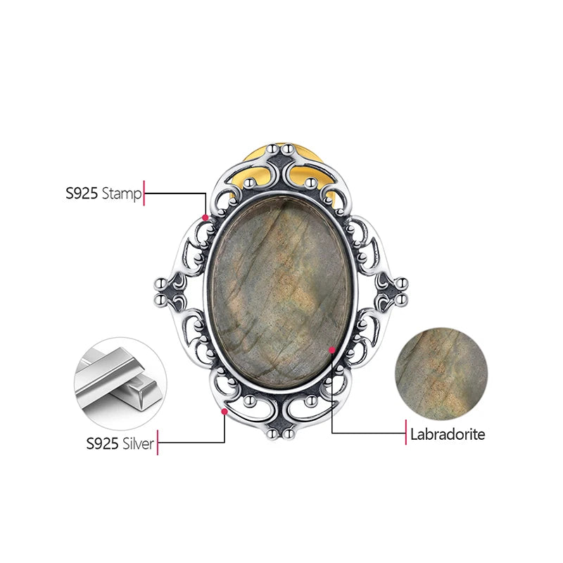 PRINCESENSE VICTORIAN LABRADORITE BROOCH