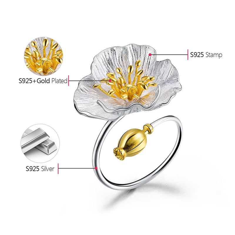 PRINCESENSE BLOOMING POPPIES RING