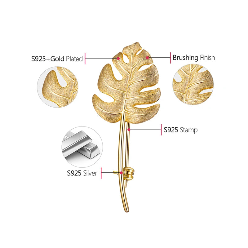 PRINCESENSE MONSTERA LEAF BROOCH