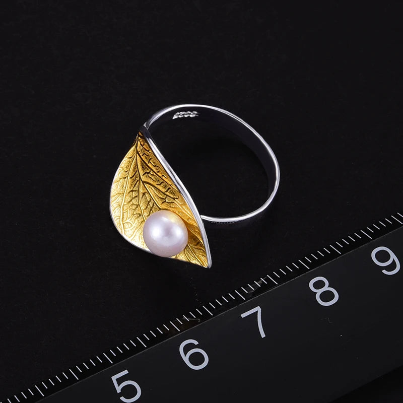 PRINCESENSE PEARL LEAF RING