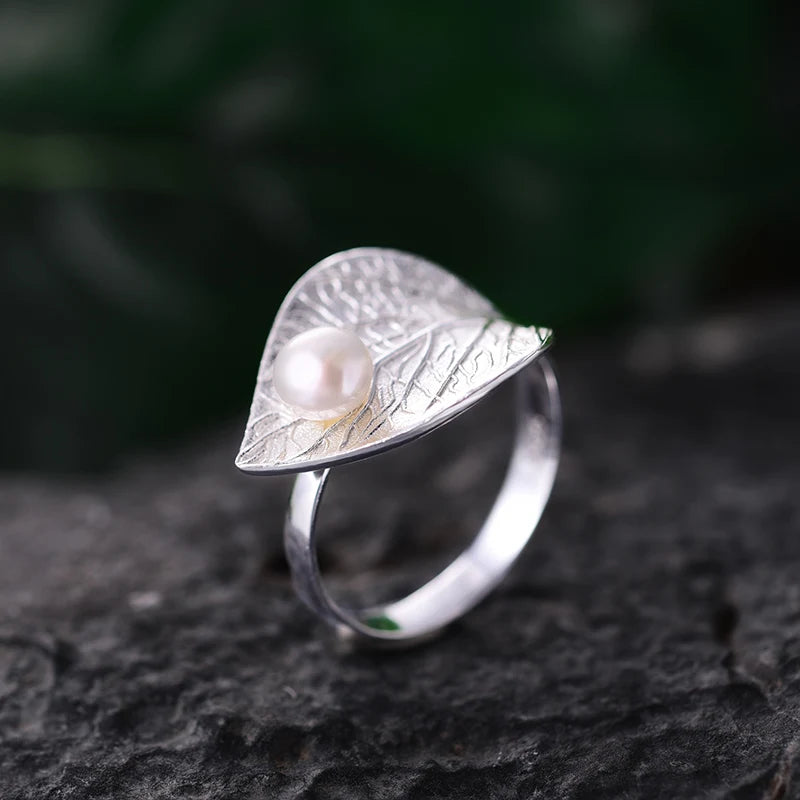 PRINCESENSE PEARL LEAF RING