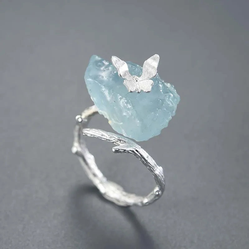 PRINCESENSE AQUAMARINE BUTTERFLY RING