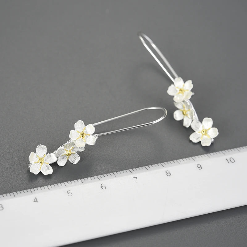 PRINCESENSE Forget-me-not FLOWER LONG DANGLE EARRINGS