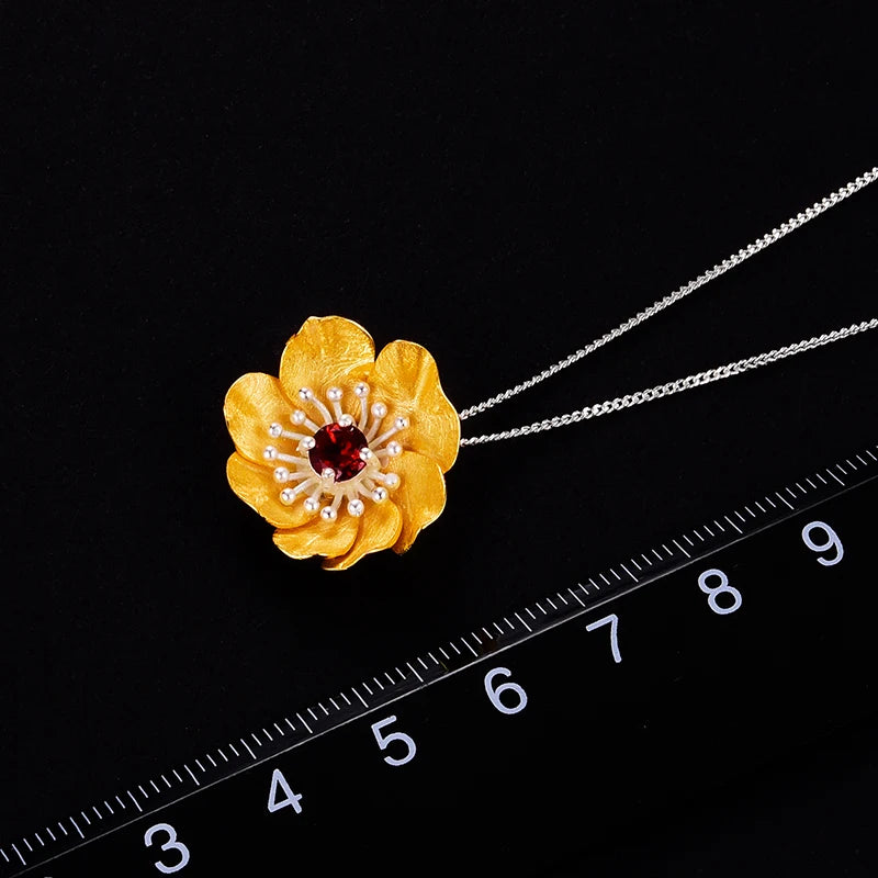 PRINCESENSE BLOOMING ANEMONE FLOWER PENDANT