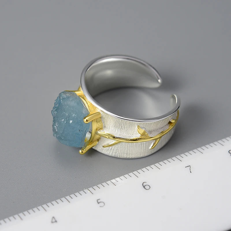 PRINCESENSE AQUAMARINE FLOWER RING