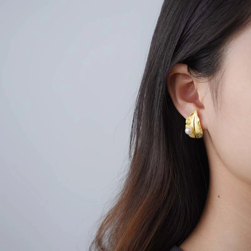 PRINCESENSE PEARLY LEAF EARRINGS