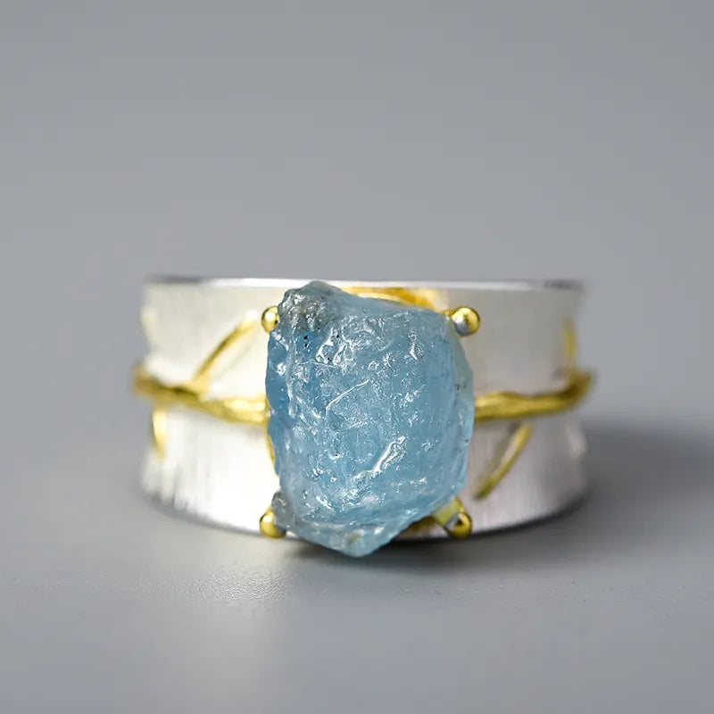 PRINCESENSE AQUAMARINE FLOWER RING