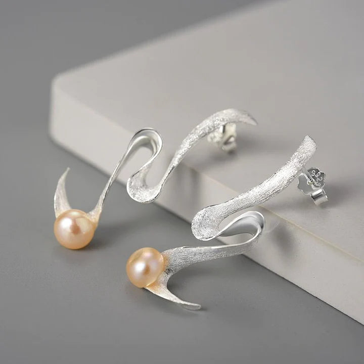 PRINCESENSE SPIRAL PEARL EARRINGS