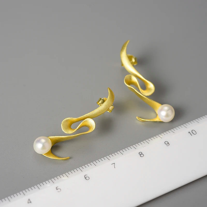 PRINCESENSE SPIRAL PEARL EARRINGS