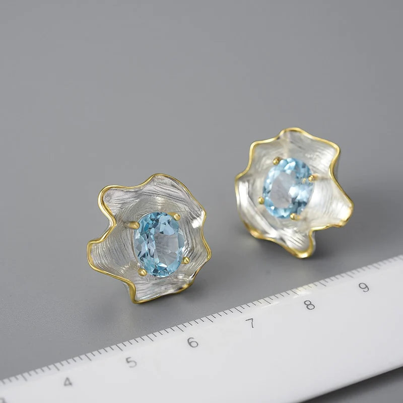 PRINCESENSE CURLED LEAF STUD EARRING