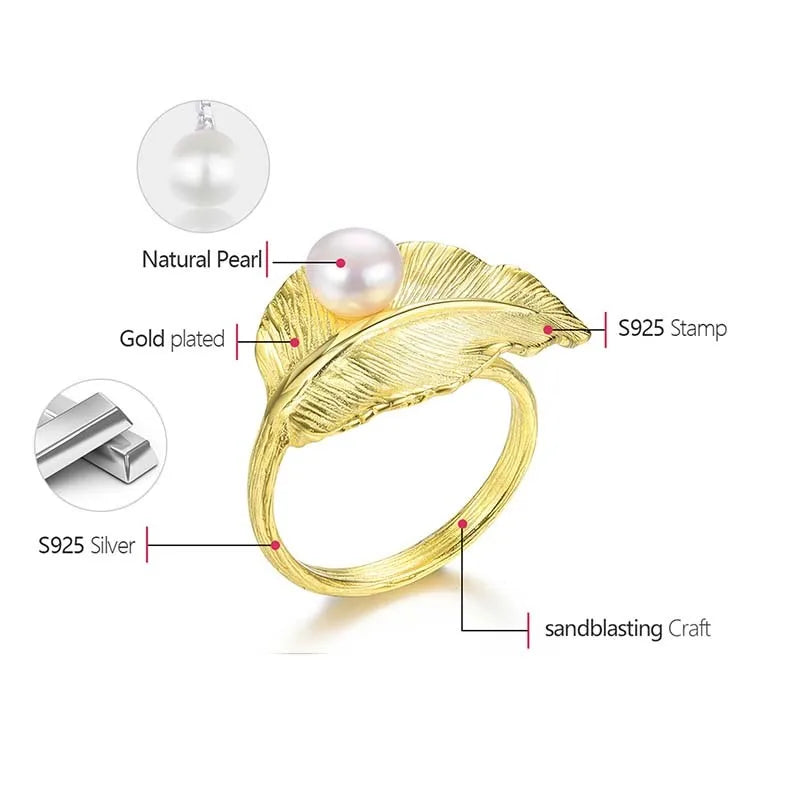 PRINCESENSE PEARLY LEAF RING