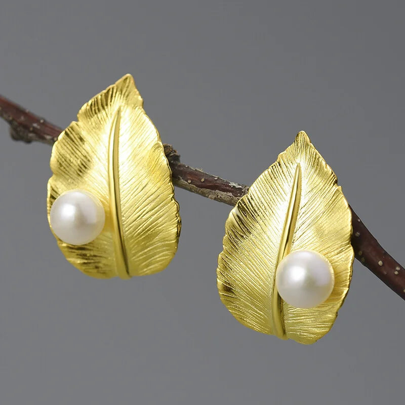 PRINCESENSE PEARLY LEAF EARRINGS