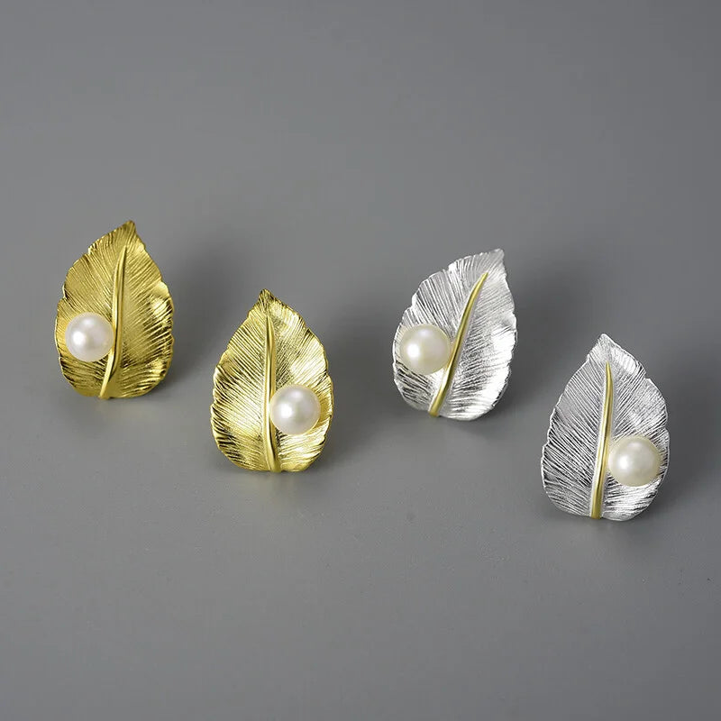 PRINCESENSE PEARLY LEAF EARRINGS