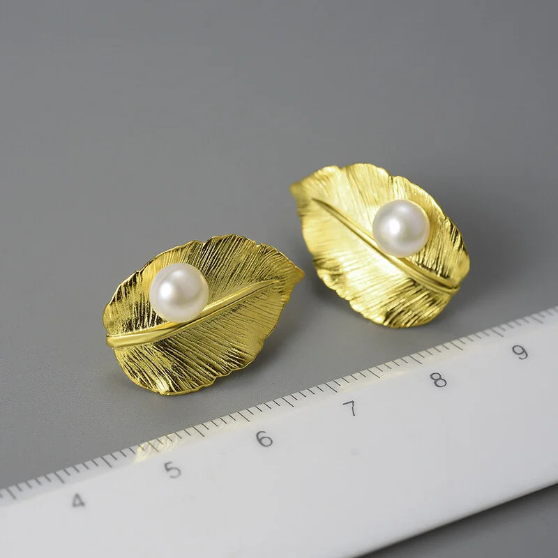 PRINCESENSE PEARLY LEAF EARRINGS