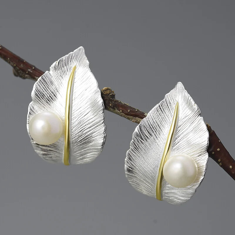 PRINCESENSE PEARLY LEAF EARRINGS