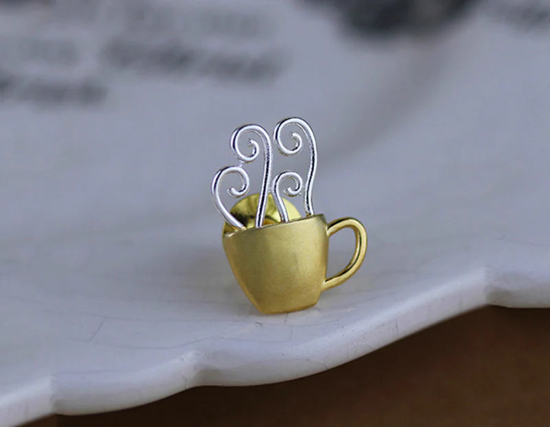 PRINCESENSE MORNING COFFEE CUP BROOCH