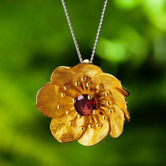 PRINCESENSE BLOOMING ANEMONE FLOWER PENDANT