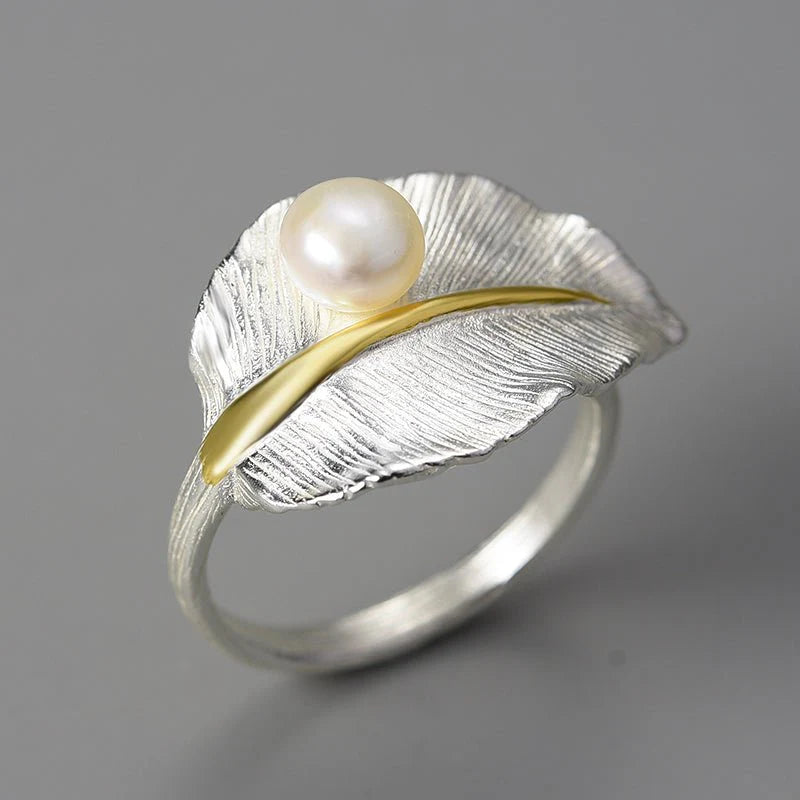 PRINCESENSE PEARLY LEAF RING