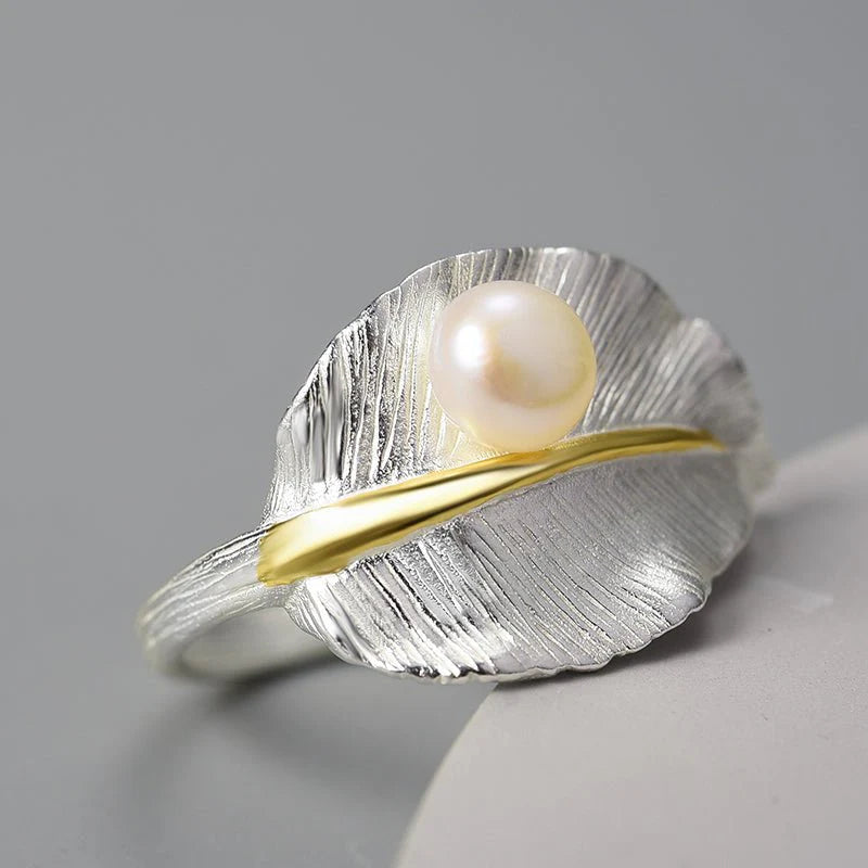 PRINCESENSE PEARLY LEAF RING