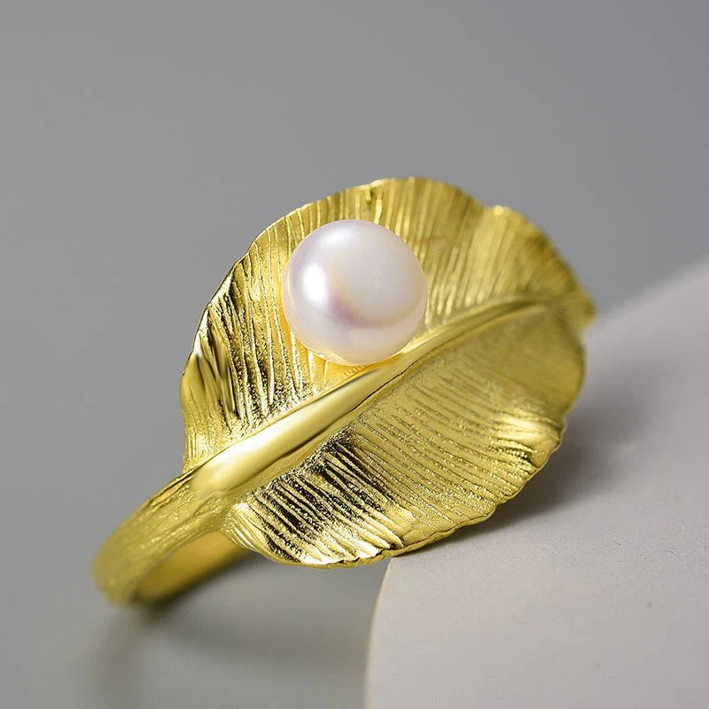 PRINCESENSE PEARLY LEAF RING