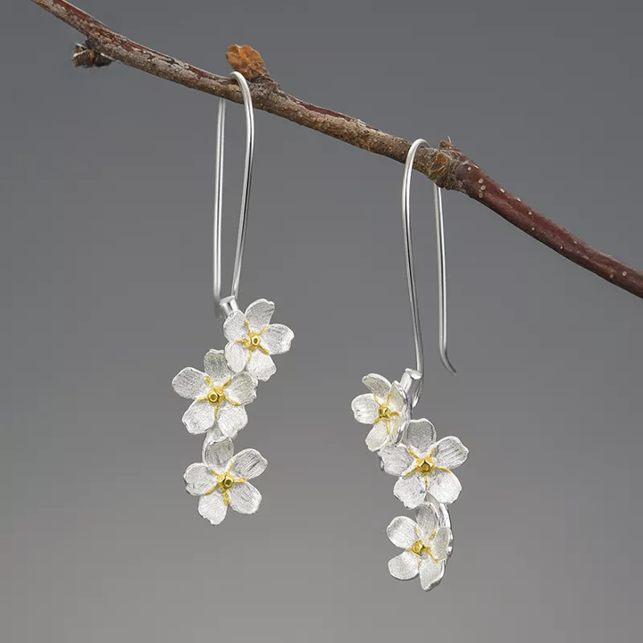 PRINCESENSE Forget-me-not FLOWER LONG DANGLE EARRINGS