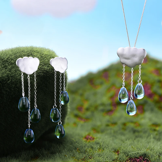 PRINCESENSE CLOUD TASSEL RAINDROPS JEWELRY SET