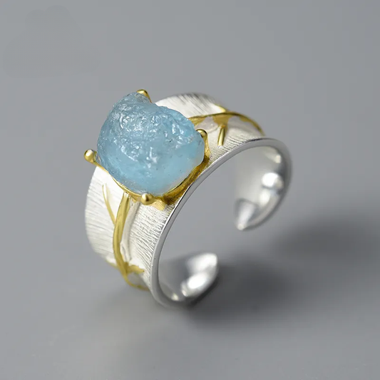 PRINCESENSE AQUAMARINE FLOWER RING