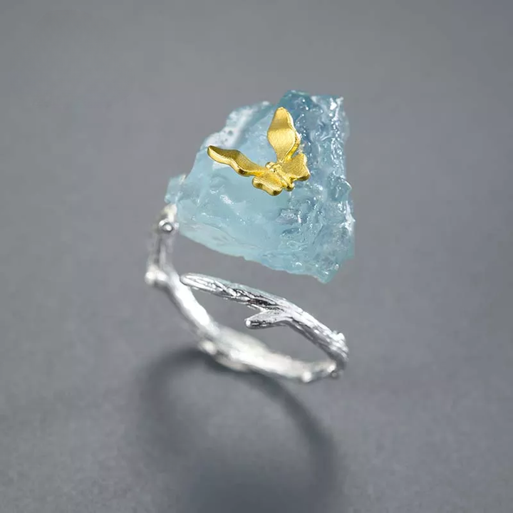 PRINCESENSE AQUAMARINE BUTTERFLY RING